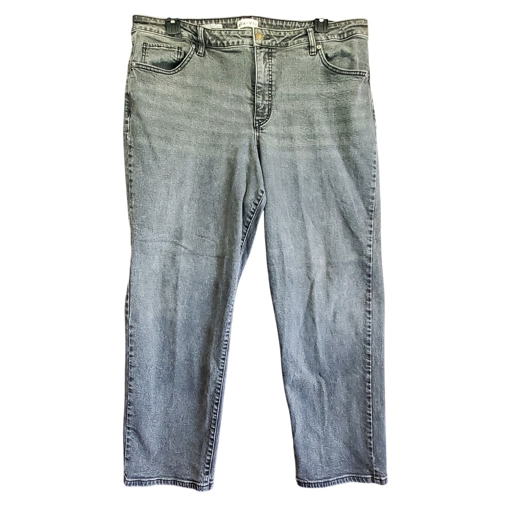 Ava & Viv Womens Plus 20 Gray Acid Wash High Rise 90s Straight Leg Jeans